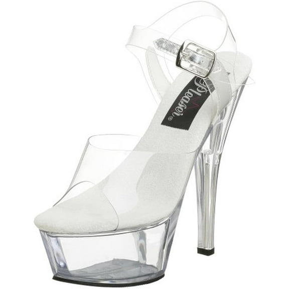 Pleaser Women's Kiss-208 Ankle-Strap Sandal 9 Clear/Clear