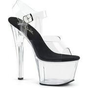 Pleaser Women's Sky-308 Ankle-Strap Sandal 6 Clear-black/Clear