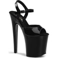 thumbnail image 1 of Pleaser XTREME-809 - 8" Heel, 4" Slv Chrome Pf Ankle Strap Sandal-Blk Pat/Blk-8, 1 of 6