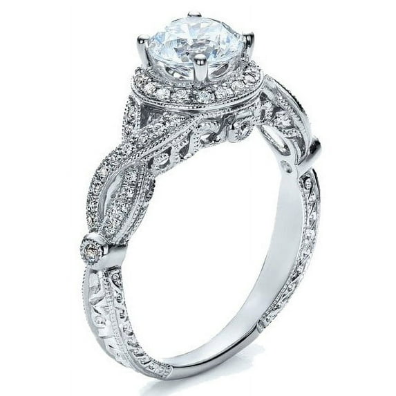 Pleasing Halo Diamond Engagement ring 1.00 Carat Round Cut Diamond on 10k White Gold 1.00 Carat Round Cut Diamond on 10k White G