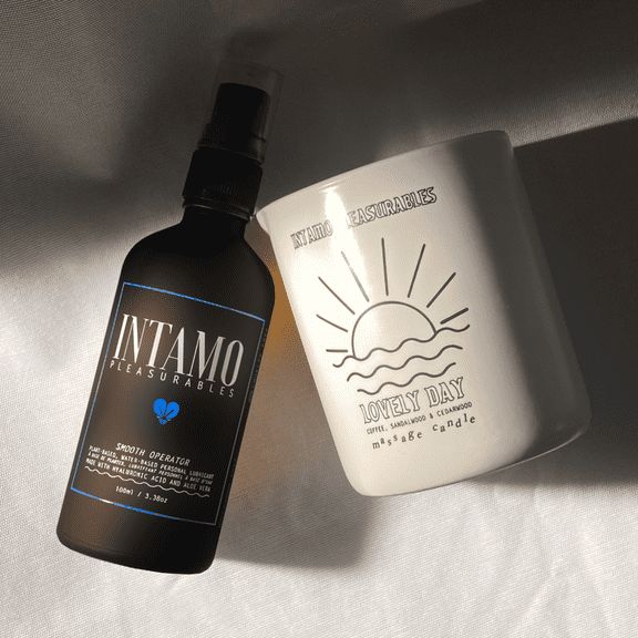 Pleasure Pack Water Based Lubricant & Massage Candle - Intamo Pleasurables Smooth Operator Lube 100ml & Lovely Day Candle 185g