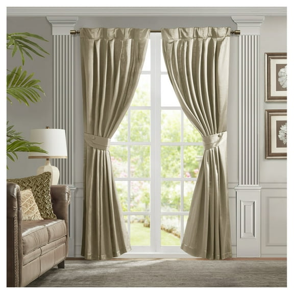 Pleat Curtain Panel with Tieback (Single) Champagne 52x84"