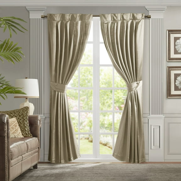 Pleat Curtain Panel with Tieback (Single) Champagne 52x84"