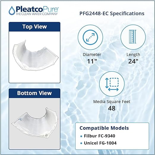 Pleatco PFG2448-EC DE Grid Filter Replacement for Unicel: FG-1004, Filbur: FC-9340, White