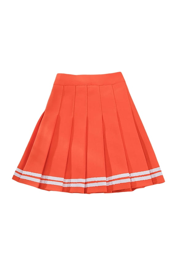 Pleated A Line Mini Skirt Women's Casual with Color Block for Daily Work Study Party Dance Orange S