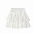 thumbnail image 1 of Pleated A-Line Skirt Women White Ruffle Sweet Tierred Pretty Style Skirt Elastic Waist Summer Slim Basic Korean Harajuku Dress, 1 of 9