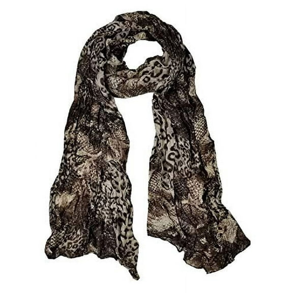 Pleated Animal Scarf Scarves for Women Girls Light Weight & Warm (Dark Brown)