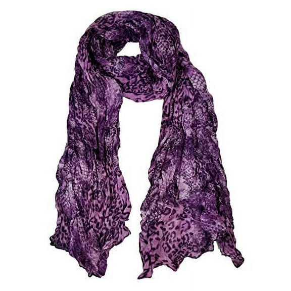Pleated Animal Scarf Scarves for Women Girls Light Weight & Warm … (Purple)