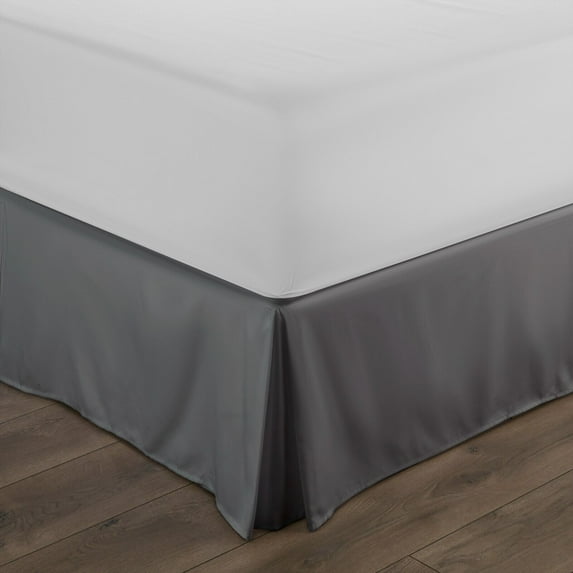 Pleated Bed Skirt Dust Ruffle Gray So Soft Collection - 14 Inch Drop