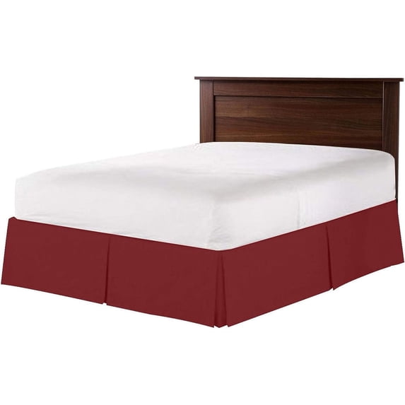 Pleated Bed Skirt for Full-XXL Size Beds - 100% Microfiber Bed Skirt, Easy Fit Upto 15" Inch - Pleated Ruffled Bed Skirt Solid Dust Ruffle - Burgundy Solid.