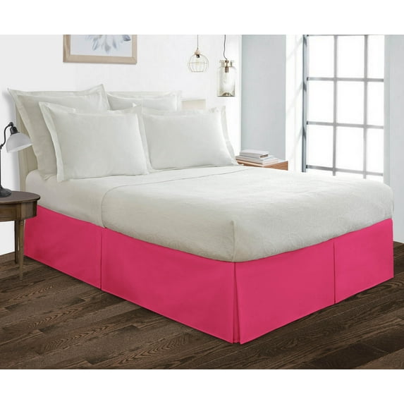 Pleated Bed Skirt Hot Pink Olympic / Queen Size 17 Inch Tailored Drop, Soft Double Brushed Hotel Quality Microfiber Bed Skirt Luxury, Easy to Care Wrinkle & Fade Resistance