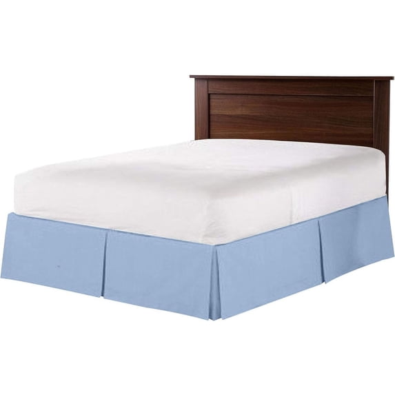 Pleated Bed Skirt for King Size Beds - 100% Microfiber Bed Skirt, Easy Fit Upto 16" Inch - Pleated Ruffled Bed Skirt Solid Dust Ruffle - Light Blue Solid.