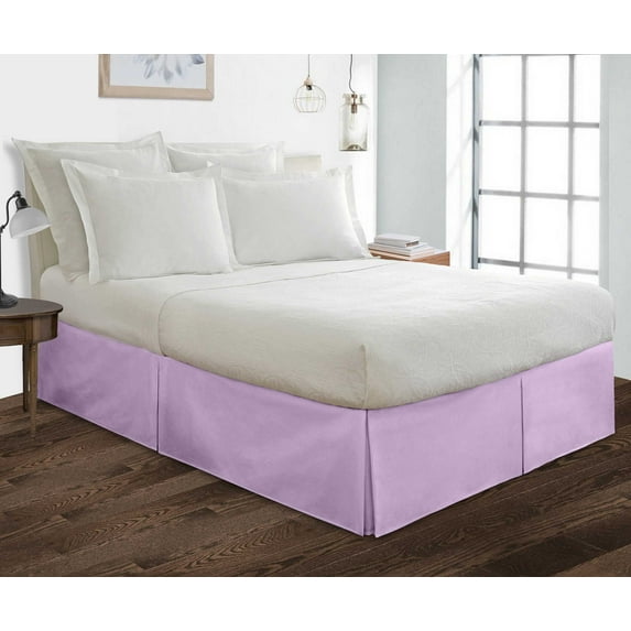 Pleated Bed Skirt Lilac Queen Size 14 Inch Tailored Drop, Soft Double Brushed Hotel Quality Microfiber Bed Skirt Luxury, Easy to Care Wrinkle & Fade Resistance
