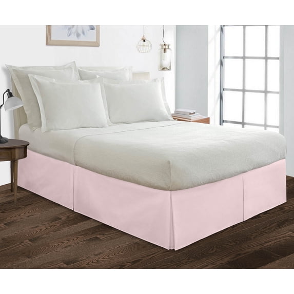 Pleated Bed Skirt Pink Olympic / Queen Size 29 Inch Tailored Drop, Soft Double Brushed Hotel Quality Microfiber Bed Skirt Luxury, Easy to Care Wrinkle & Fade Resistance