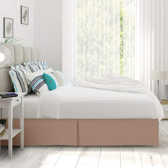 Pleated Bed Skirt, Ruffled Pleated Size Bed Skirt - 100% Microfiber Fabric, Pleated Bed Skirt King Size College Pleated Bed Skirt 14" Drop - Taupe Solid.