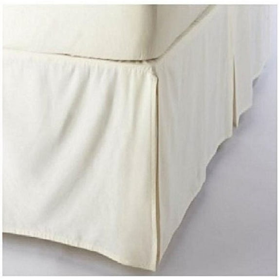Pleated Bed Skirt, Ruffled Pleated Size Bed Skirt - 100% Microfiber Fabric, Pleated Bed Skirt Queen Size College Pleated Bed Skirt 12" Drop - Ivory Solid.