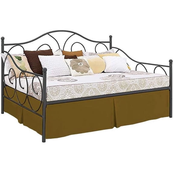 Pleated Bed Skirt with Split Corners for Daybeds - Three Side Coverage - 100% Brushed Microfiber Bed Skirt with 17" Inches Drop - Full Size 54" x 75" (Taupe Solid)