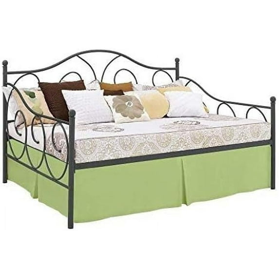 Pleated Bed Skirt with Split Corners for Daybeds - Three Side Coverage - 100% Brushed Microfiber Bed Skirt with 15" Inches Drop - Full Size 54" x 75" (Sage Solid)