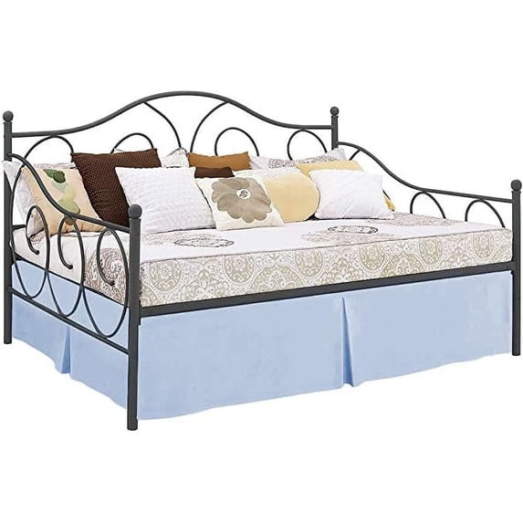 Pleated Bed Skirt with Split Corners for Daybeds - Three Side Coverage - 100% Brushed Microfiber Bed Skirt with 18" Inches Drop - Twin Size 39" x 75" (Light Blue Solid)