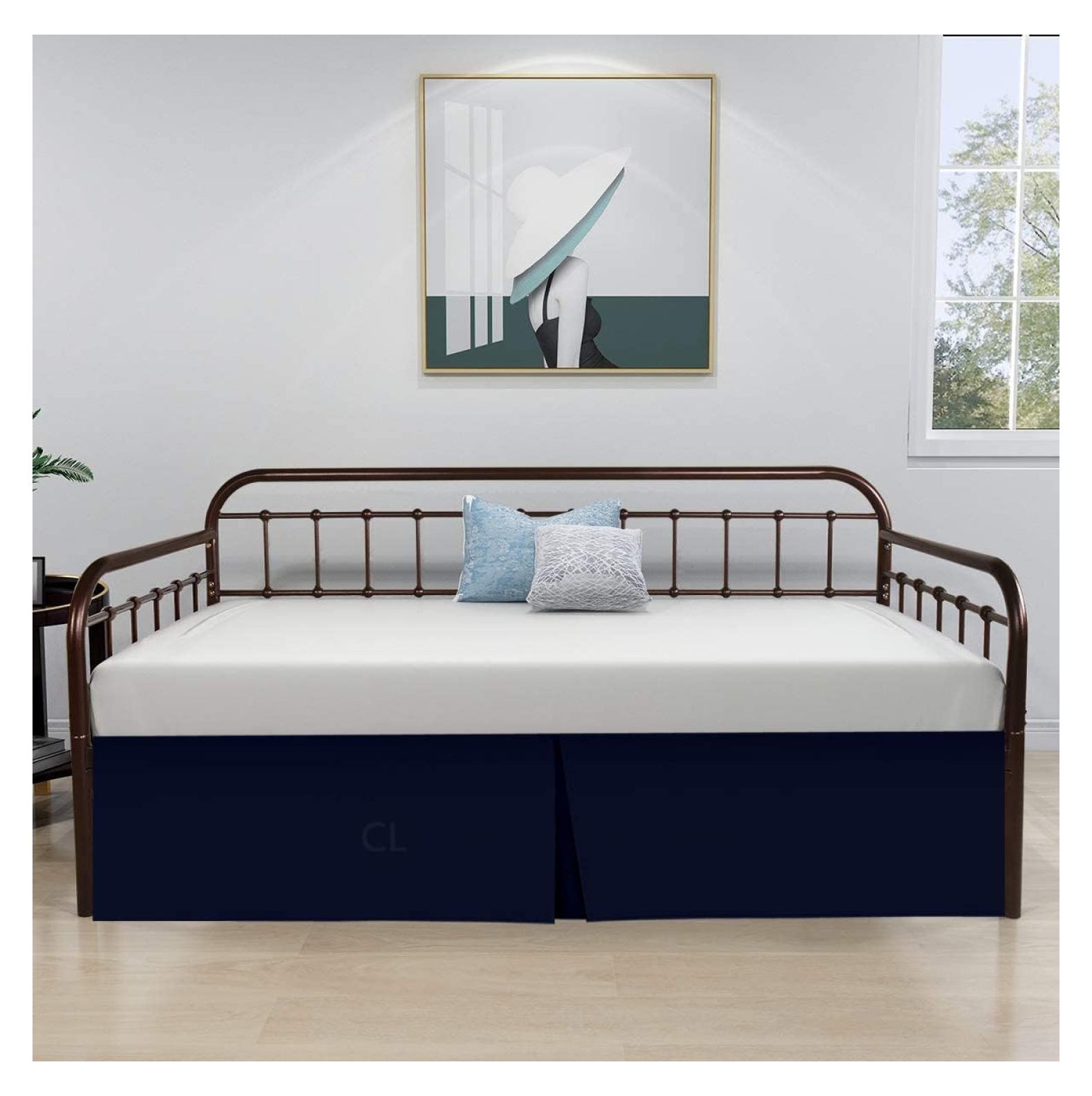 Pleated Bed Skirt with Split Corners for Daybeds Three Side Coverage