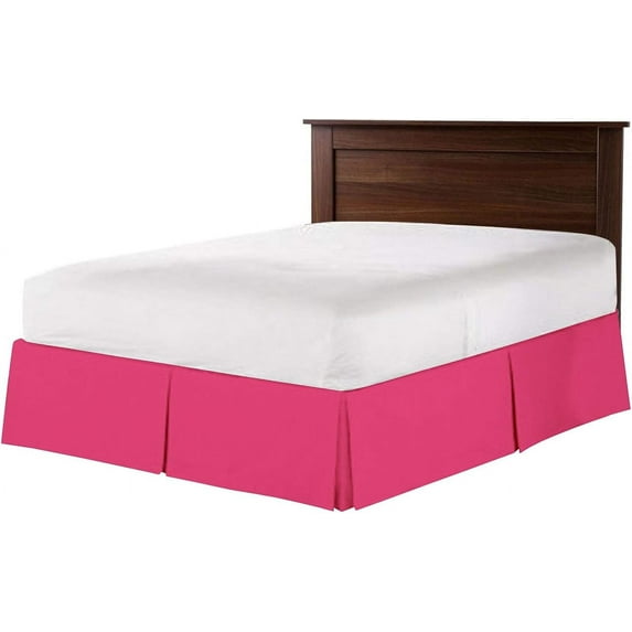 Pleated Bed Skirt for Twin-XL Size Beds - 100% Microfiber Bed Skirt, Easy Fit Upto 22" Inch - Pleated Ruffled Bed Skirt Solid Dust Ruffle - Pink Solid.