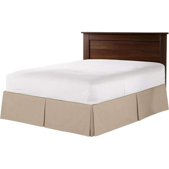 Pleated Bed Skirt for Twin-XXL Size Beds - 100% Microfiber Bed Skirt, Easy Fit Upto 30" Inch - Pleated Ruffled Bed Skirt Solid Dust Ruffle - Taupe Solid.