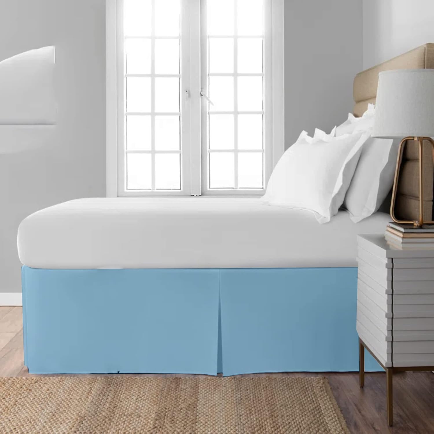 Pleated Bed Skirt With Split CornersPleated Dust Ruffle 12" Tailored