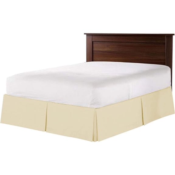 Pleated Bed Skirt for Full Size Beds - 100% Microfiber Bed Skirt, Easy Fit Upto 18" Inch - Pleated Ruffled Bed Skirt Solid Dust Ruffle - Ivory Solid.