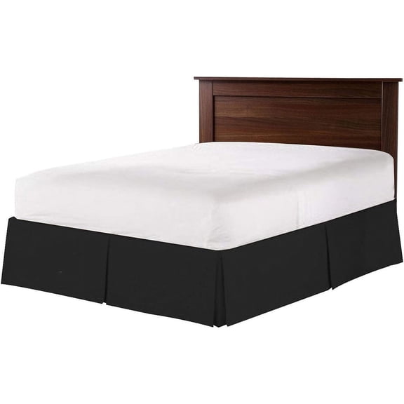 Pleated Bed Skirt for Twin Size Beds - 100% Microfiber Bed Skirt, Easy Fit Upto 14" Inch - Pleated Ruffled Bed Skirt Solid Dust Ruffle - Black Solid.