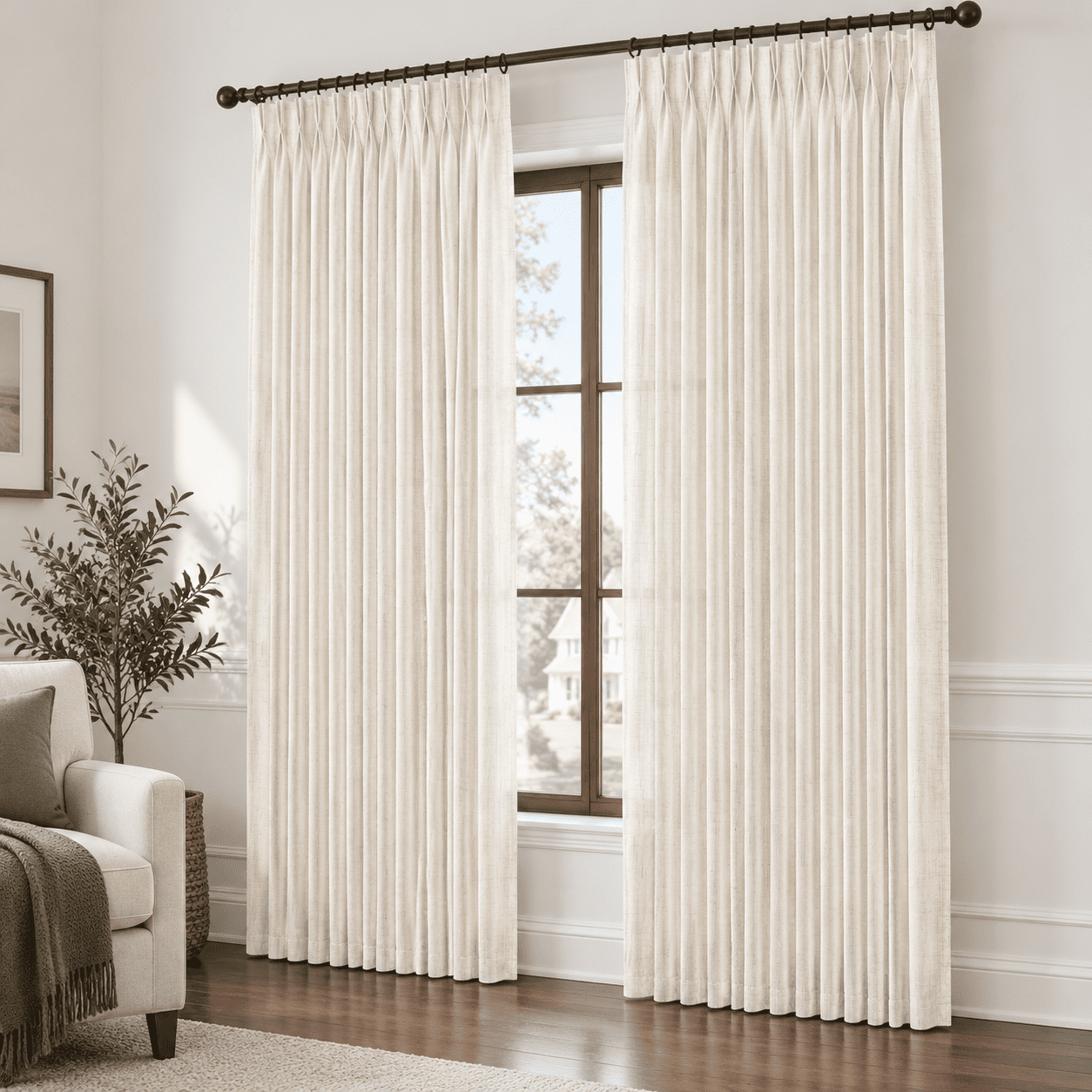 Pleated Birch 92 Inch Curtafor Living Room 2 Panels Set Memory Shape ...