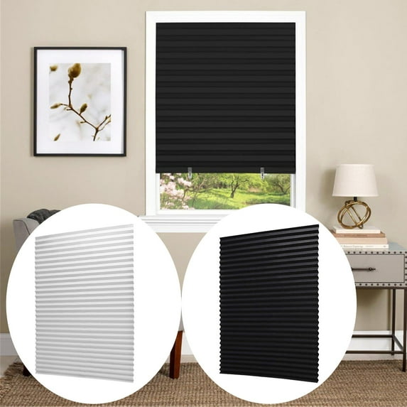Pleated Blinds Cozival Self-Adhesive Pleated Blinds - No-Drill Window Shades (60X180Cm), Easy Install Light Control Curtains with Clips for Bedroom & Office, Self Adhesive Shades, White