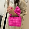 thumbnail image 1 of Pleated Bow Bag Women's Handbag Shoulder Solid Color Crossbody Bag, Quilted Makeup Bag for Women, Cosmetic Bag, Travel Toiletry Organizer Pouch Clutch, 1 of 6