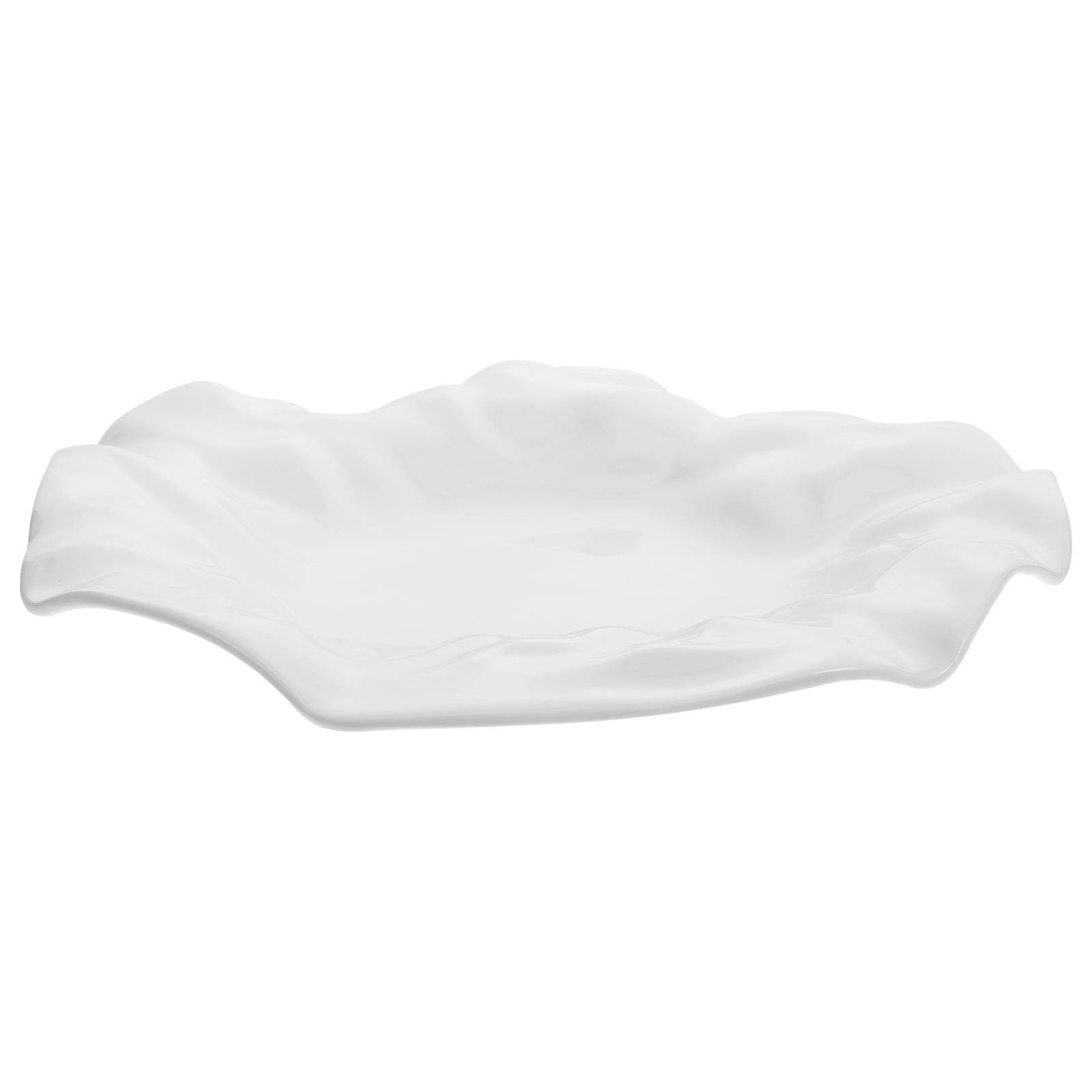 ONAPARTER Pleated Ceramic Plate Food Pasta Noodles Tray Salad White