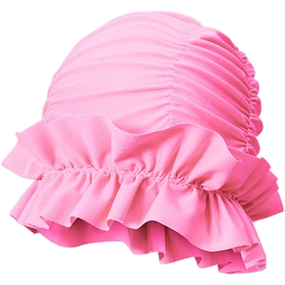 Pleated Cloth Swim Cap, Elastic Anti-Slip Swim Cap, Women Ear-protecting Bathing Cap Beach Surfing Cap for Long Short Thick Hair