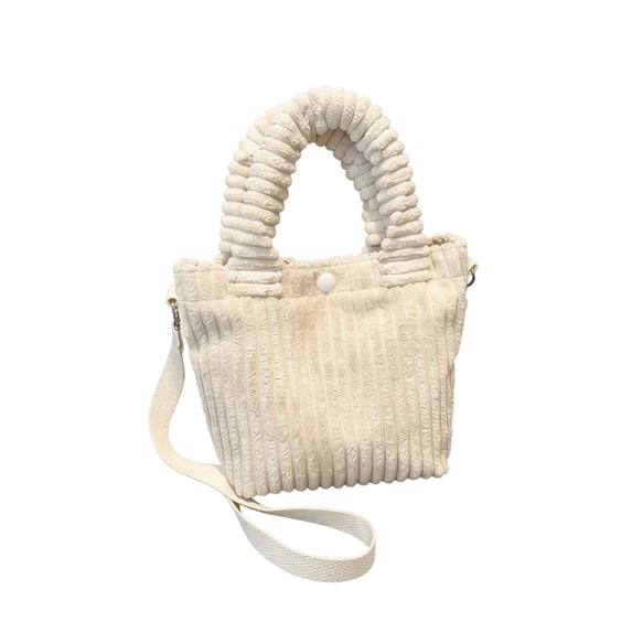Pleated Corduroy Handbag for Women, Large Capacity Crossbody Shoulder Bag with Detachable Strap, Soft Ruched Tote Purse for Daily Commute Travel Shopping Casual Use