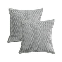 Pleated Decorative Throw Pillow Cover, 18x18 Sq Couch Cushion Case 2 Pack, Grey
