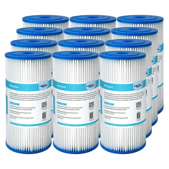 Pleated Filter Cartridge, Membrane Solutions Whole House Sediment Water Filter, Compatible with ECP10-1, ECP20-BB, R50-BBSA, FXHSC, CB1-SED10-BB | 50 Micron | 10"x4.5" | 12 Pack