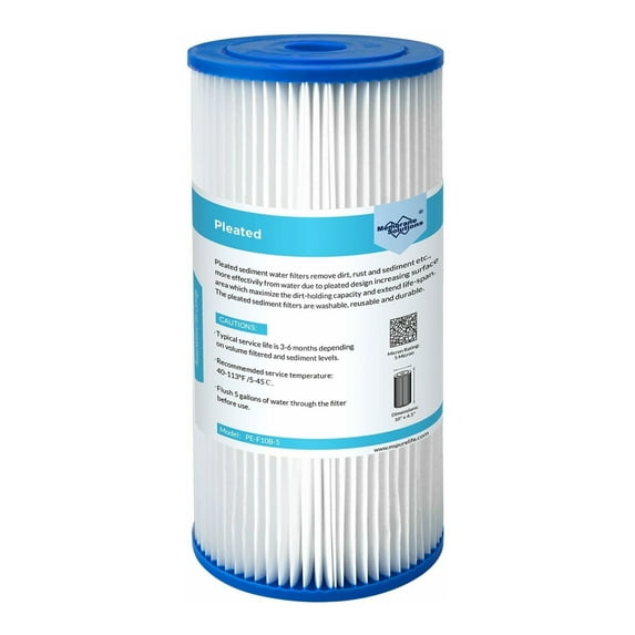 Pleated Filter Cartridge, Membrane Solutions Whole House Sediment Water Filter, Compatible with ECP10-1, ECP20-BB, R50-BBSA, FXHSC, CB1-SED10-BB | 50 Micron | 10"x4.5" | 1 Pack