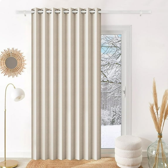 Pleated Folding Doorway Curtains - 100% Blackout Window Drapes for Bedroom, Living Room & Closet, 60 Inch Approximate Pinch Pleated Curtains, 1 Panel, W60 x L80, Sand Beige