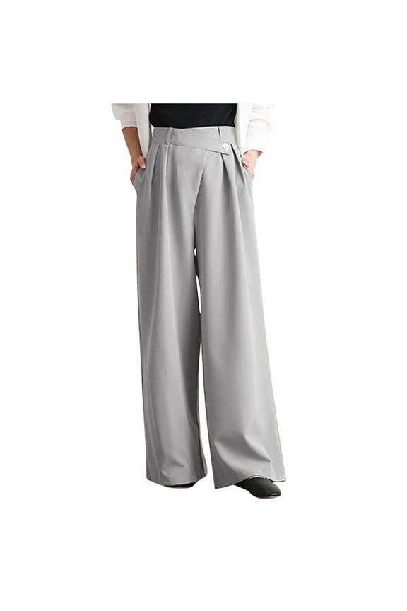 Pleated Formal Dress Pants Women High Waist Trendy Flowy Palazzo Pants Casual Work Business Office Stylish Suit Pants