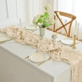 thumbnail image 1 of Pleated Gauze Table Runner, 90x180cm Crepe Table Flag with Wrinkle Design, Soft Fabric Tablecloth for Wedding Party Banquet Home Decor, 1 of 5