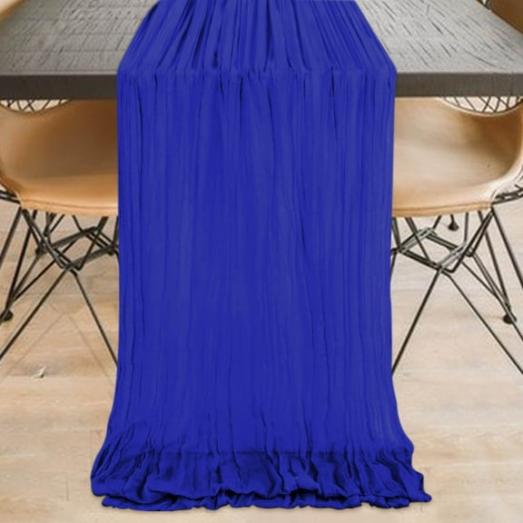 Pleated Gauze Table Runner, Rustic Style Wedding Party Decoration, Elegant Fabric Table Flag for Holiday Event, Soft Drape Cloth for Dining Room Furniture Decor, by UKHCCC