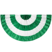 Pleated Green and White Bunting With Grommets - 6 x 3 Each