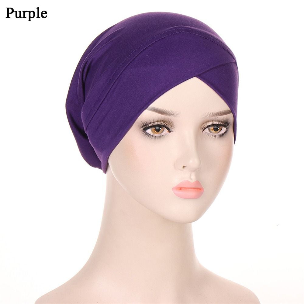 Pleated Headwear Bandana Muslim Sleep Cap Head Wrap Indian Inner Hijabs ...