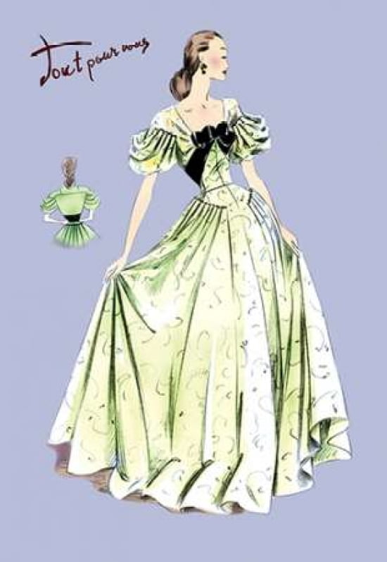 Pleated Lime Gown 1947 Canvas Art - Unknown (24 x 36)