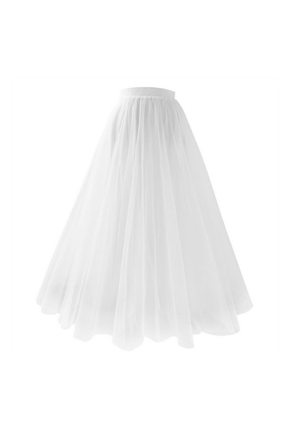 Clearance Pleated Long Skirts for Women A Line Asymmetrical Mesh Fluffy Layered Tulle Tutu Skirt Party Summer Maxi Skirt