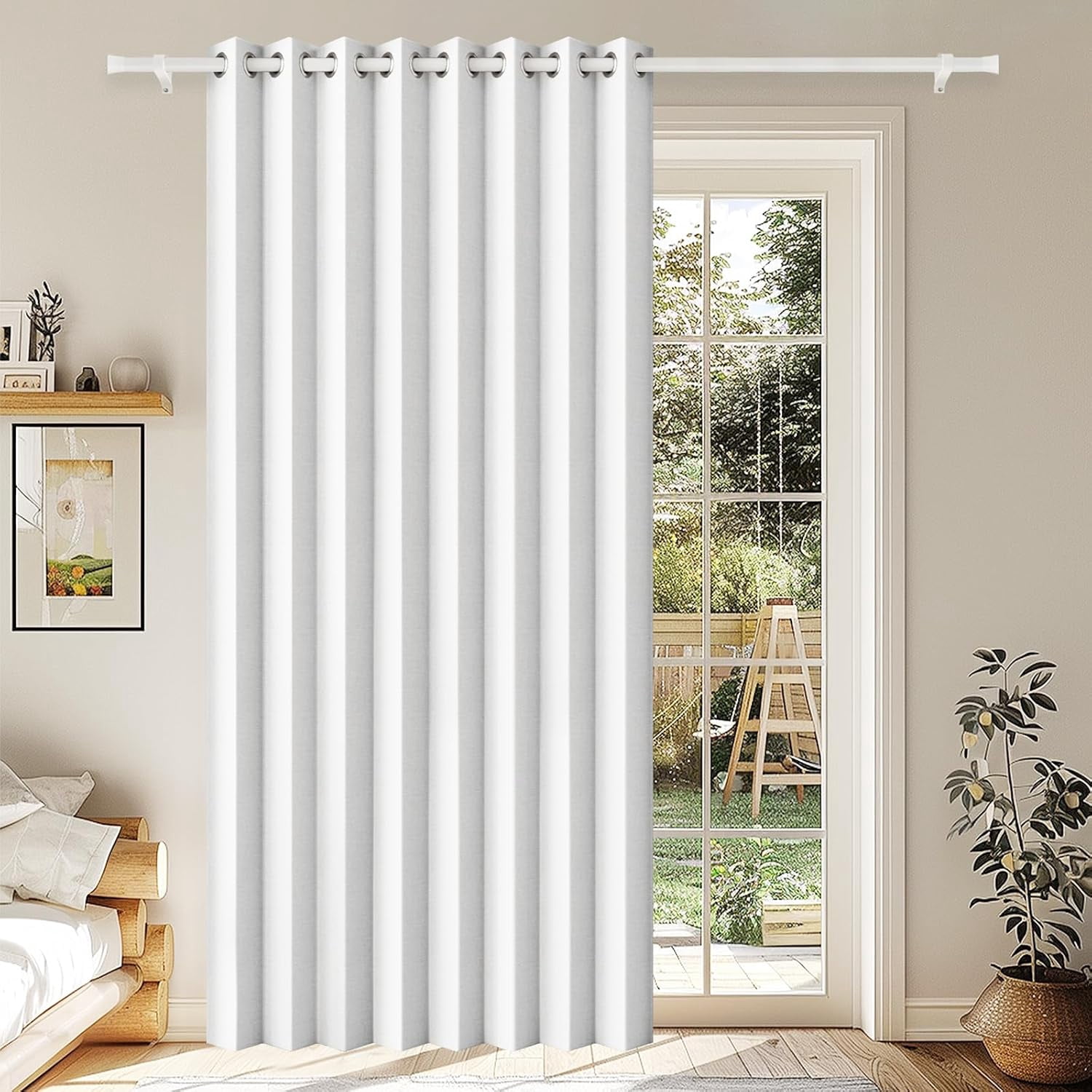 Pleated Look Sliding Door Curtains - Magnetic Closure 100% Blackout ...