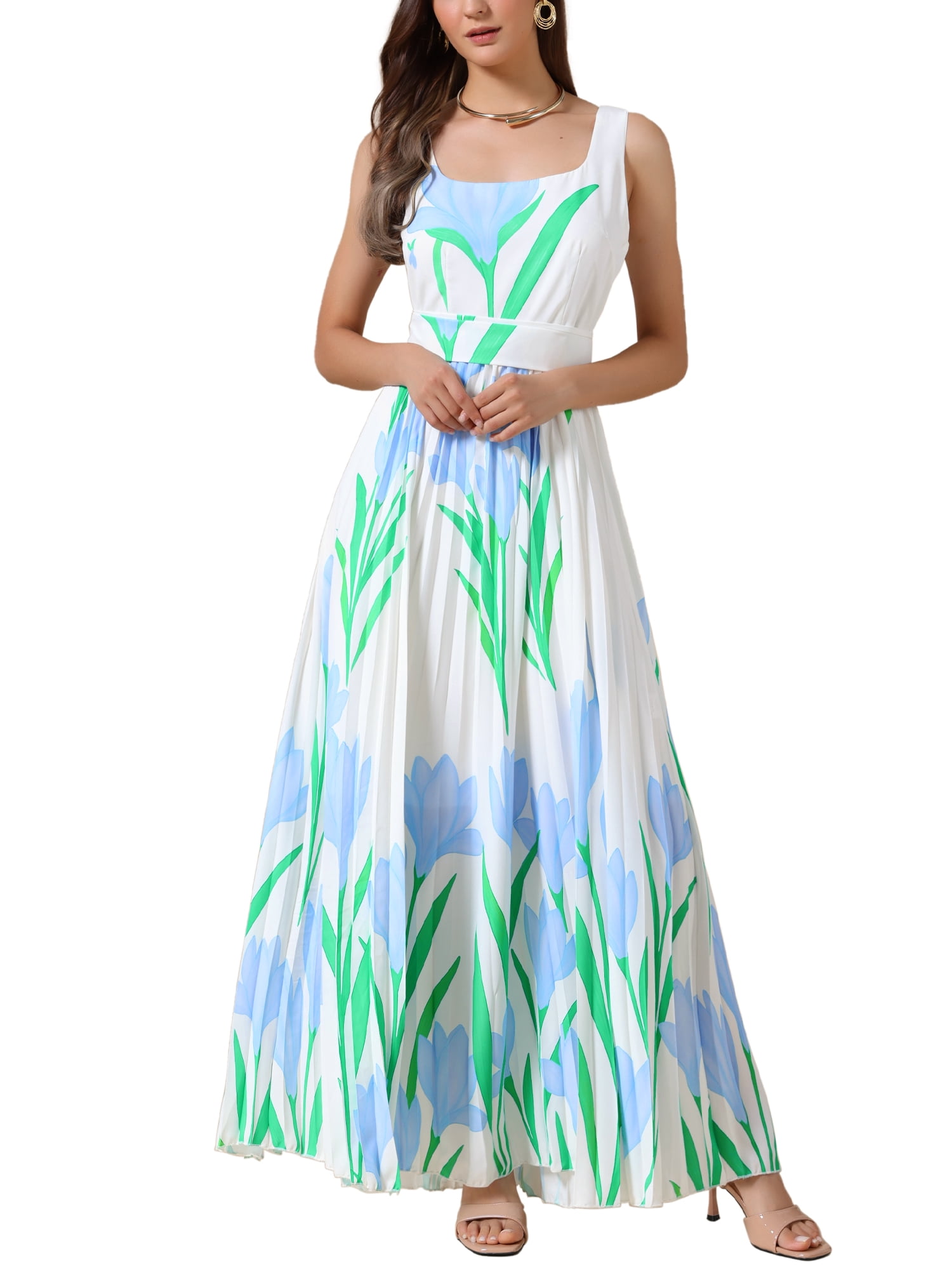 maxi dresses under 300 LA LEELA Women's Bandeau Maxi Dress Daily Evening Wear Solid Smocked Tube Top Evening Frill Dress Casual Dresses for Women One Size Sapphire, Solid