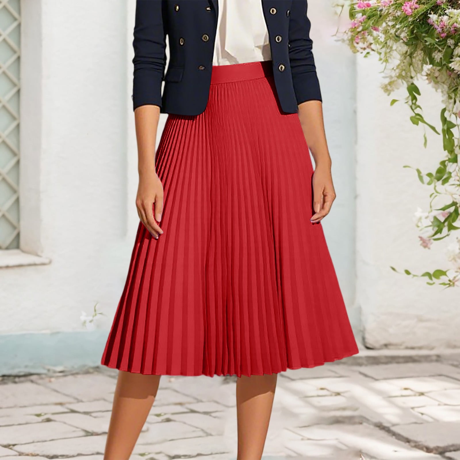 Pleated Midi Skirt For Everyday Casual Wear For Summer And Versatile ...