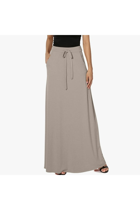 Pleated Midi Skirts for Women with Pockets, Elastic High Waisted Skirt Reg & Plus Size Womens Summer Skirts Trendy 2024 Ladies Dresses Dresses For Big Women
